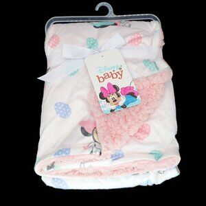 Disney Mickey Minnie Mouse Easter Basket Eggs Plush Sherpa Blanket NWT 30x40"